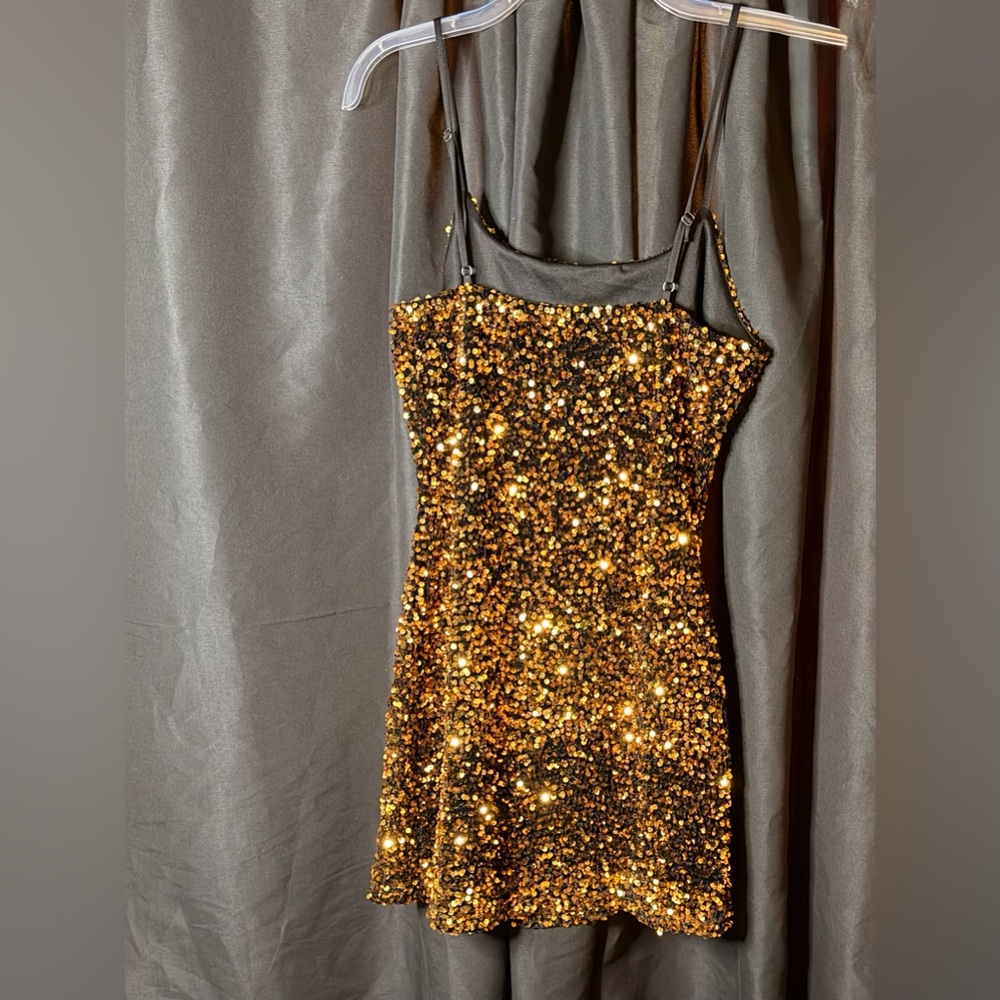 BP Sparkling Gold Mini Dress —#133 - Picture 5 of 13